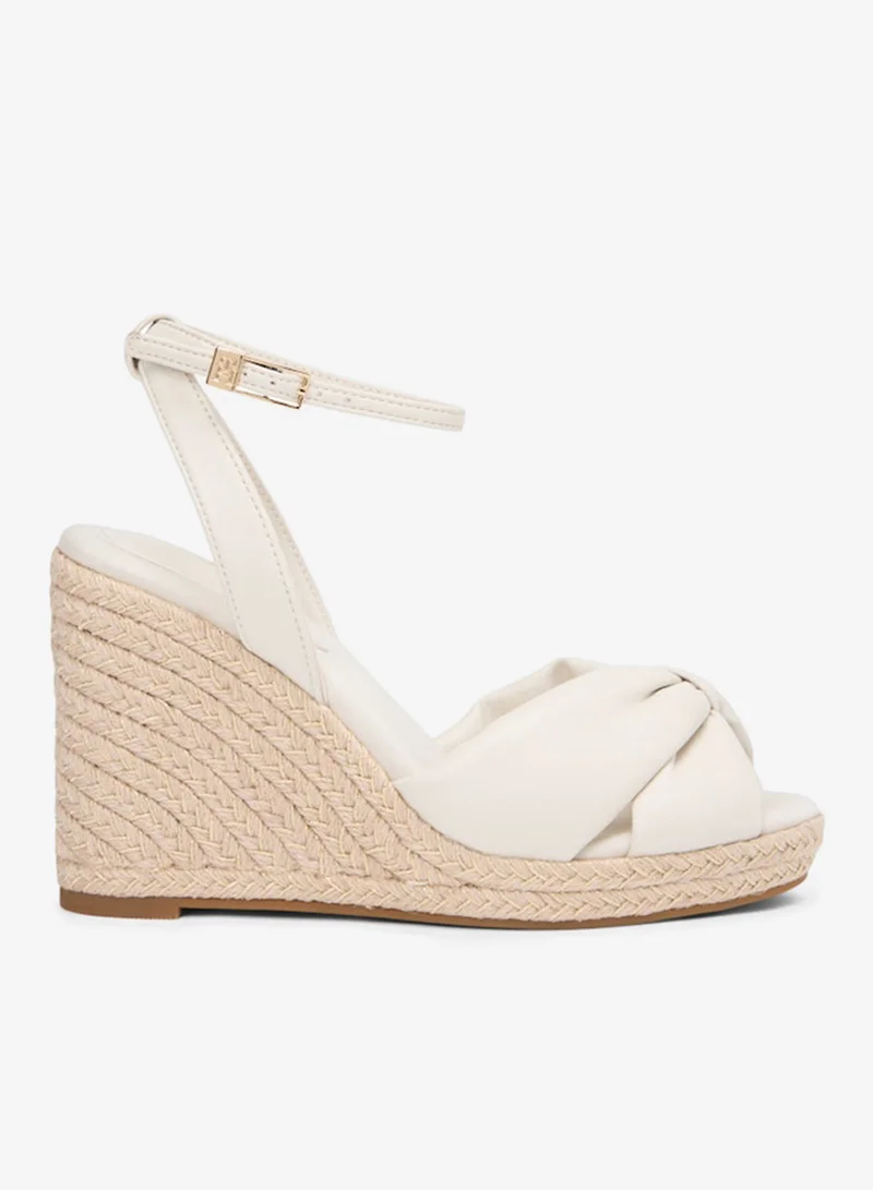Casual Bow High Cork Wedge Sandals